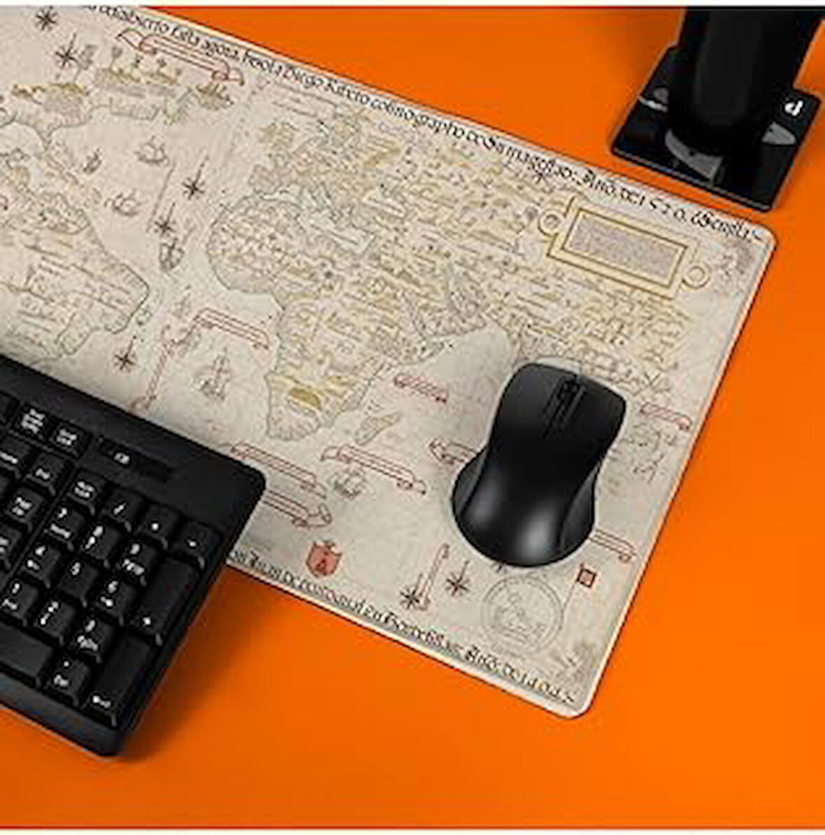 Eski Dünya Retro Haritası Tasarımlı Büyük Boy Oyuncu Mousepad - Mouse Pad - Fare Altlığı