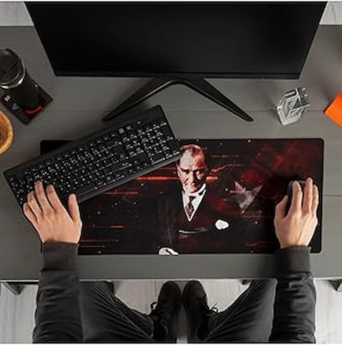 Atatürk Tasarımlı Ay Yıldız 70X30 Mousepad - Mouse Pad - Fare Altlığı