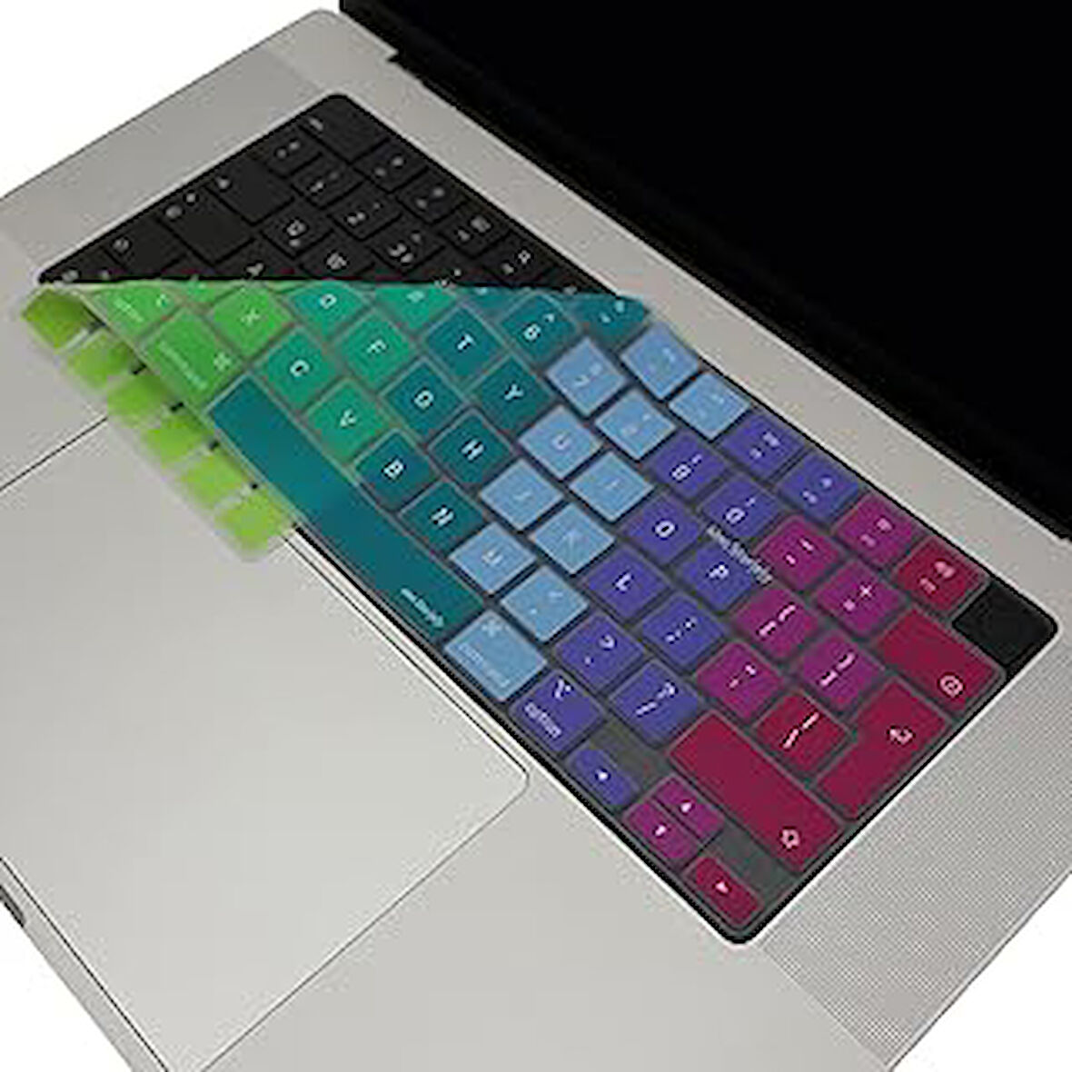 McStorey Macbook M1-M2-M3 Air Pro Klavye Koruyucu TouchID'li A2681 A3113 A2941 A3114 A2442 A2779 A2992 A2918 A2485 A2780 A2991 ile Uyumlu Dazzle Pembe Yeşil