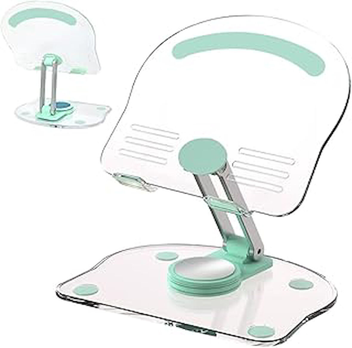 Techbender 360 ° Dönen Akrilik Tablet Standı, Masa Ev Ofis Katlanabilir Ayarlanabilir Şeffaf Tablet
