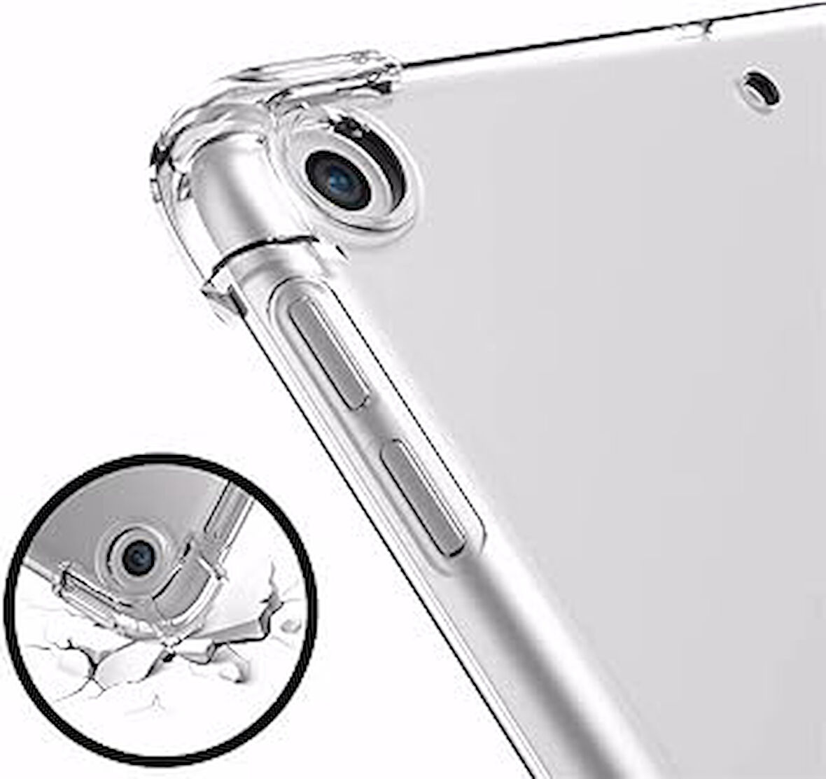 Tahticmer Antişok Şeffaf Silikon Darbeye Dayanıklı Şeffaf Kılıf Antişok Şeffaf Silikon Ipad 7. Nesil