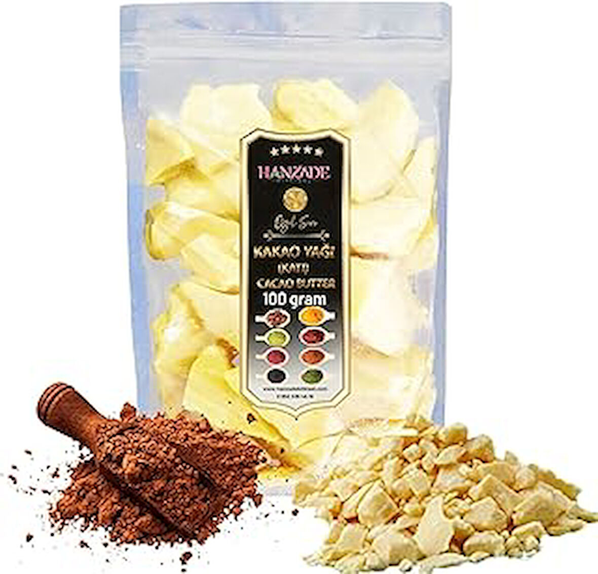 Hanzade Bitkisel Yenilebilir Saf Katı Kakao Yağı 100 Gr
