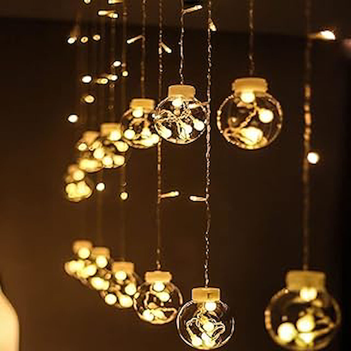 Obev Işıklı Yılbaşı Top Led Led Işık Saçak Led Top Dekoratif Yılbaşı Led 2.5 Metre 138 Led 8 Fonksiy