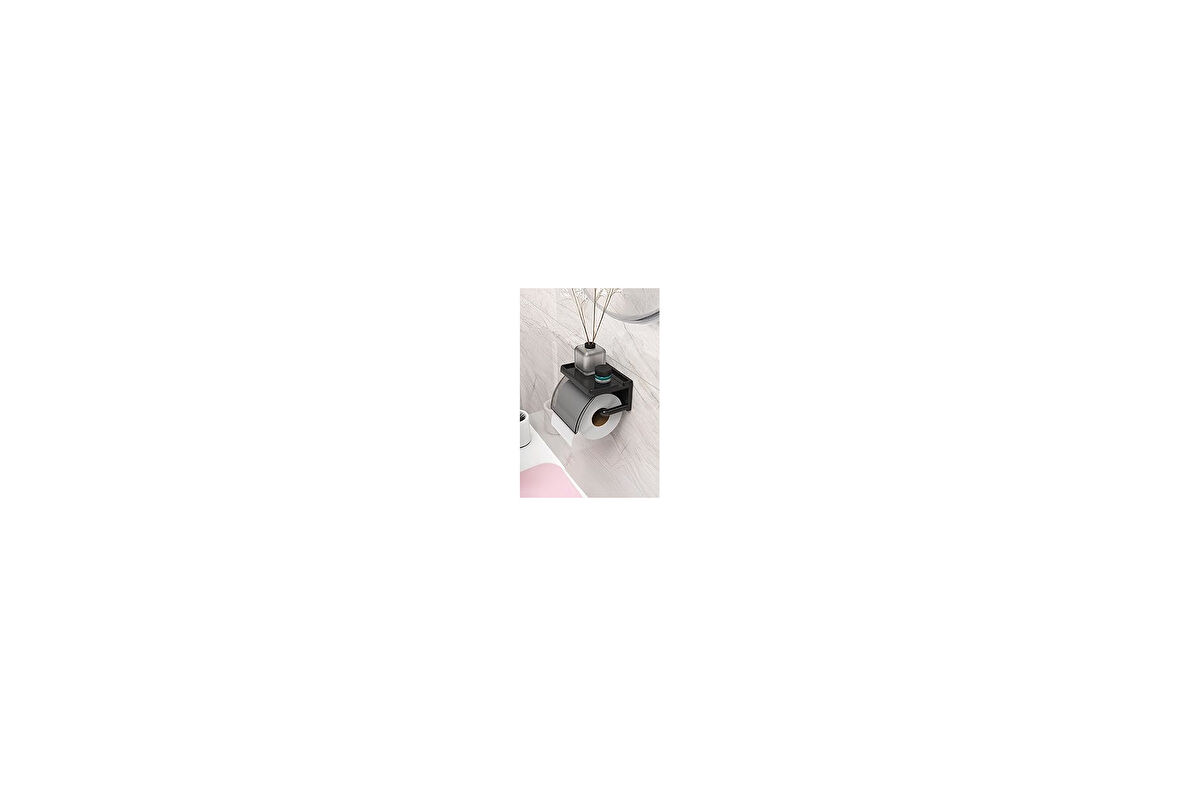 Ata Home Yapışkanlı Kapaklı Tuvalet Kağıdı Askısı Banyo Tuvalet Kağıtlığı Aparatı Peçetelik Organize
