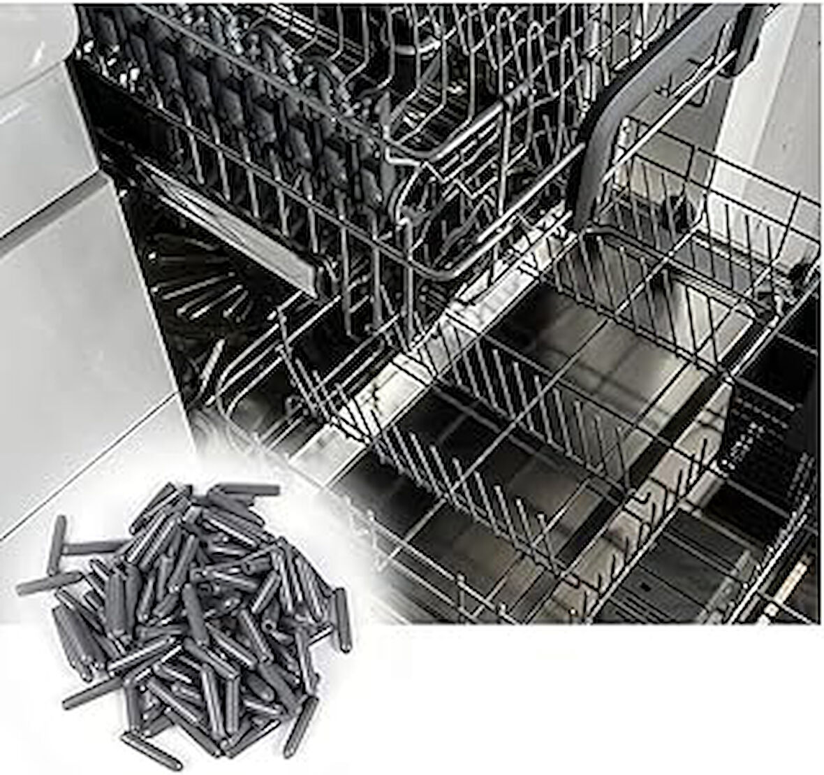 Tüm Bulaşık Makinesi Sepetleri Çubukları Birinci Sınıf Pas ve Çizilmeleri Önleyen Plastik Kapak Uçları 100 Adet | GRİ | Aksesuar