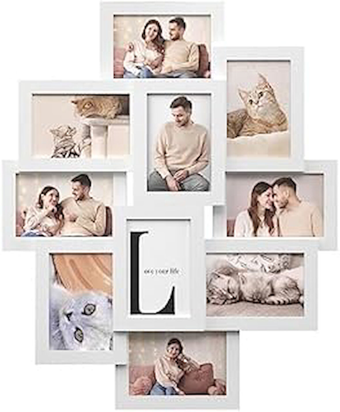 SONGMICS resim çerçevesi kolajı, her biri 10 x 15 cm 10 fotoğraf için, MDF'den yapılmış, montaj gerekli, beyaz RPF20WT