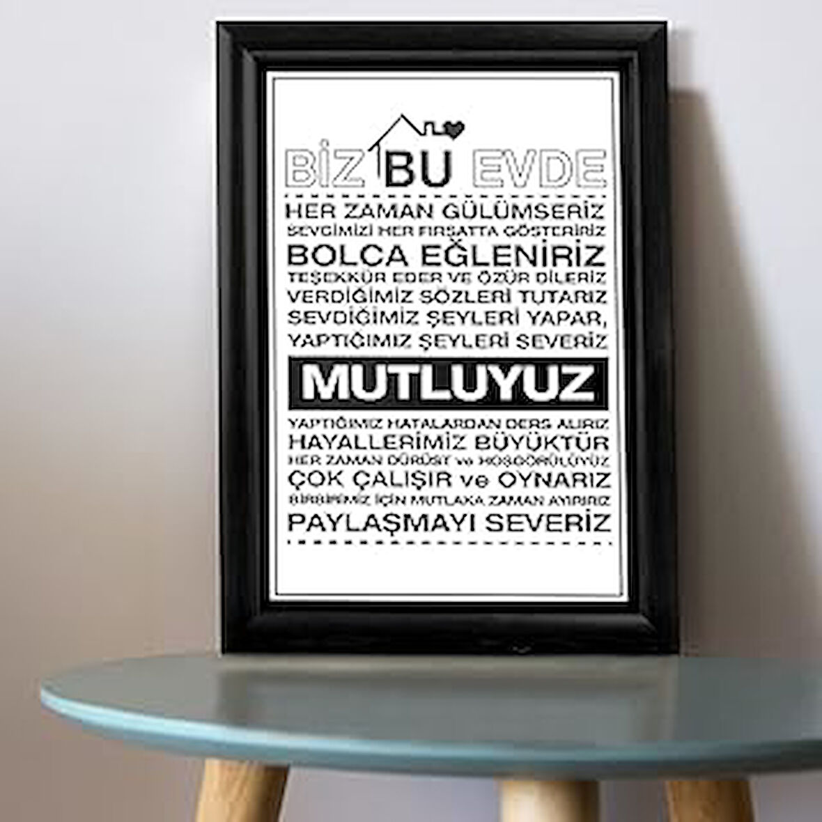 Ailenize Dekoratif Ev Hediyesi Baskılı Çerçeve