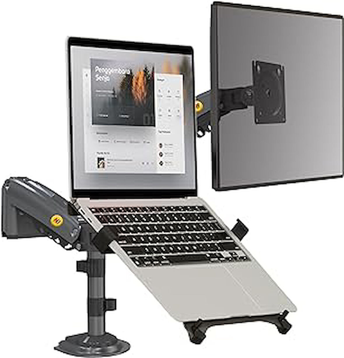 Ergoflex North Bayou Nb H180-Fp Çift Kol Amortisörlü 17"-27" Monitör Tutucu Ve 10"-17" Laptop Standı