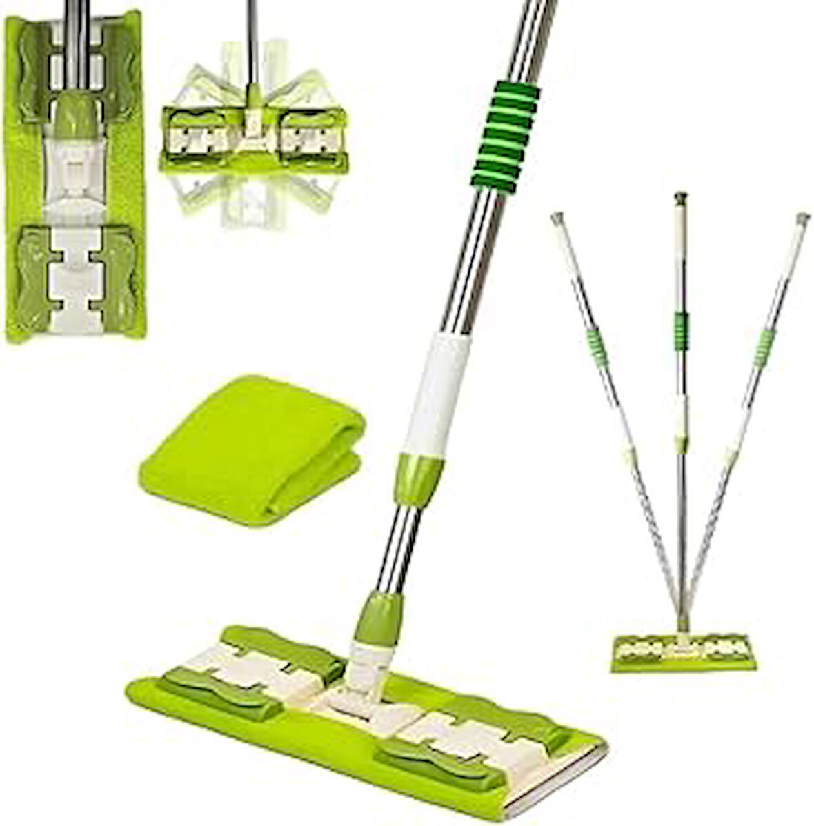 Arsimo 360 Derece Dönebilen Teleskopik Pratik Temizlik Mopu Clamp Cloth Sihirli Mop