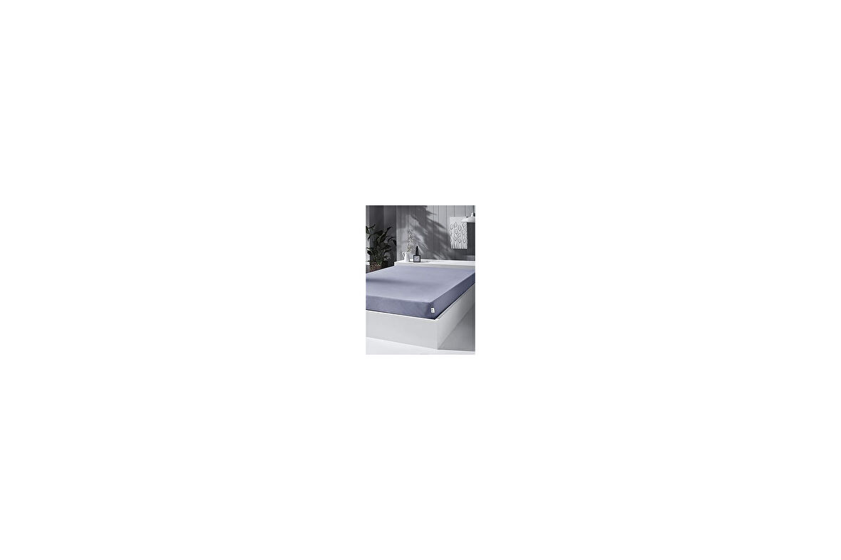 Kobehome Örme Penye Lastikli Çarşaf, Battal Çift Kişilik, Açık Gri, Pamuk-Elastan 230G/M2