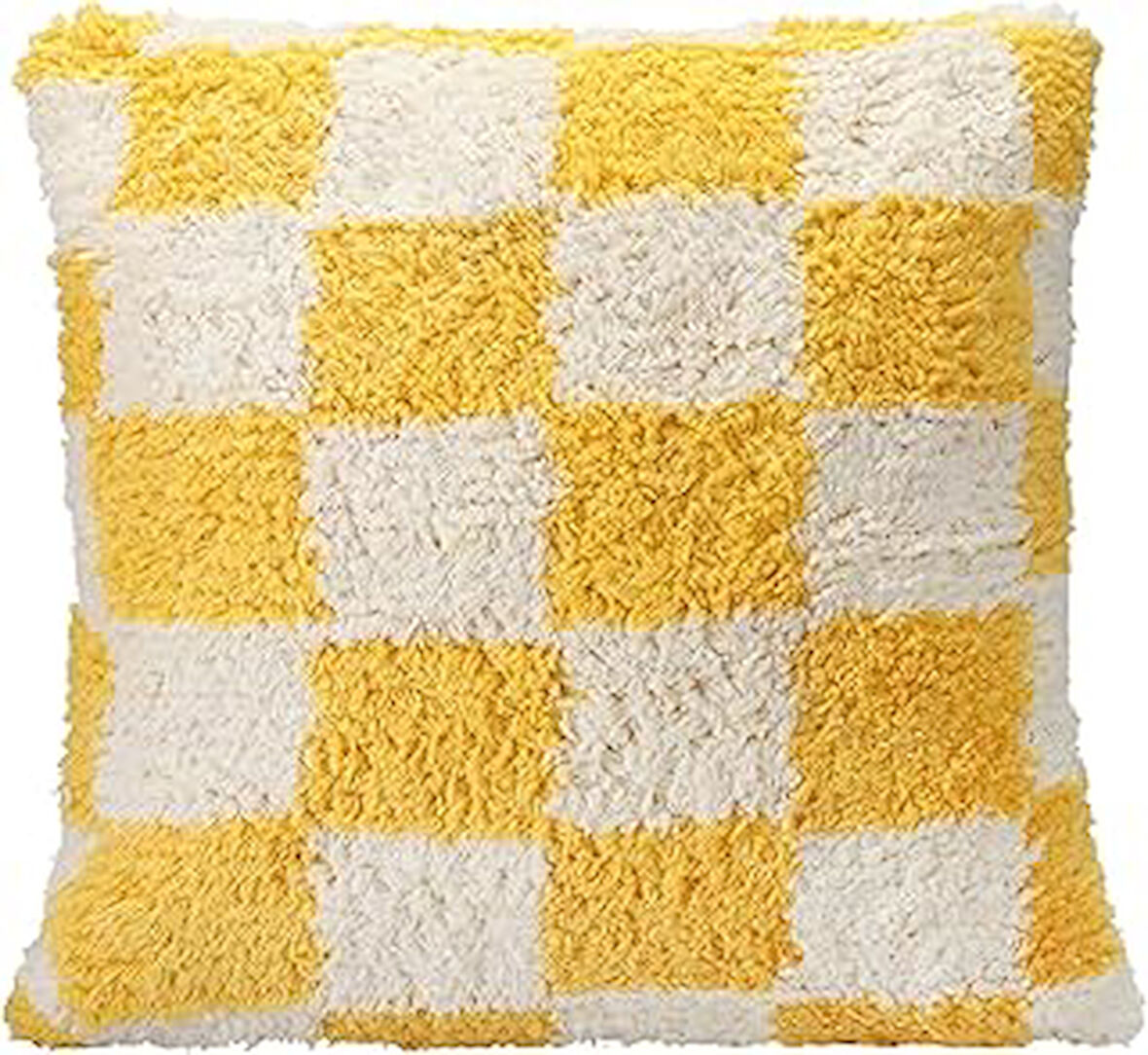 Pop Plaid Dokuma Yastık Sarı 45x45cm