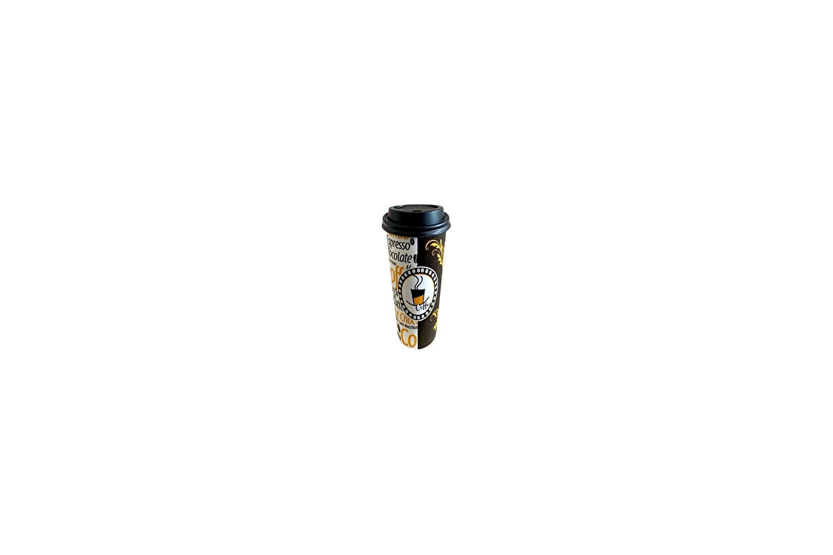 Aygün Excodi Cup -  12 Oz Siyah Kapaklı Karton Bardak - 300 Ml - 100 Adet Kaliteli Kahve Bardağı, Sı