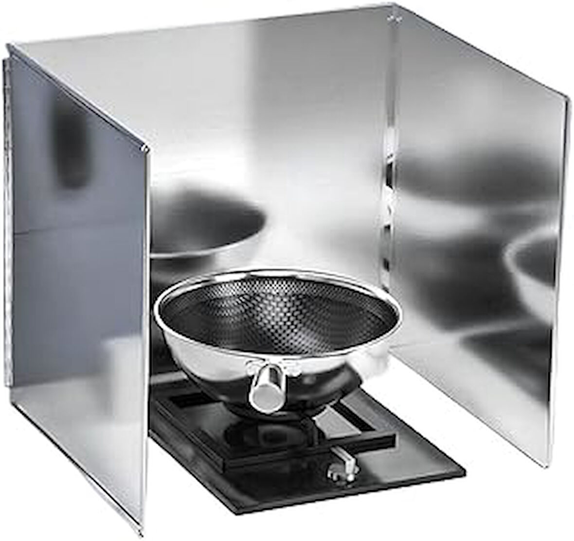 Kyrotech Pas Tutmaz Metal 3 Kanatlı Yağ Sıçrama Koruması, 90 x 30 cm, Yapışmaz, Katlanabilir, mutfak arka duvarını temiz tutar, yer tasarrufu sağlayan katlanabilir yağ sıçratmaz koruma, mutfak Küçük Tüp