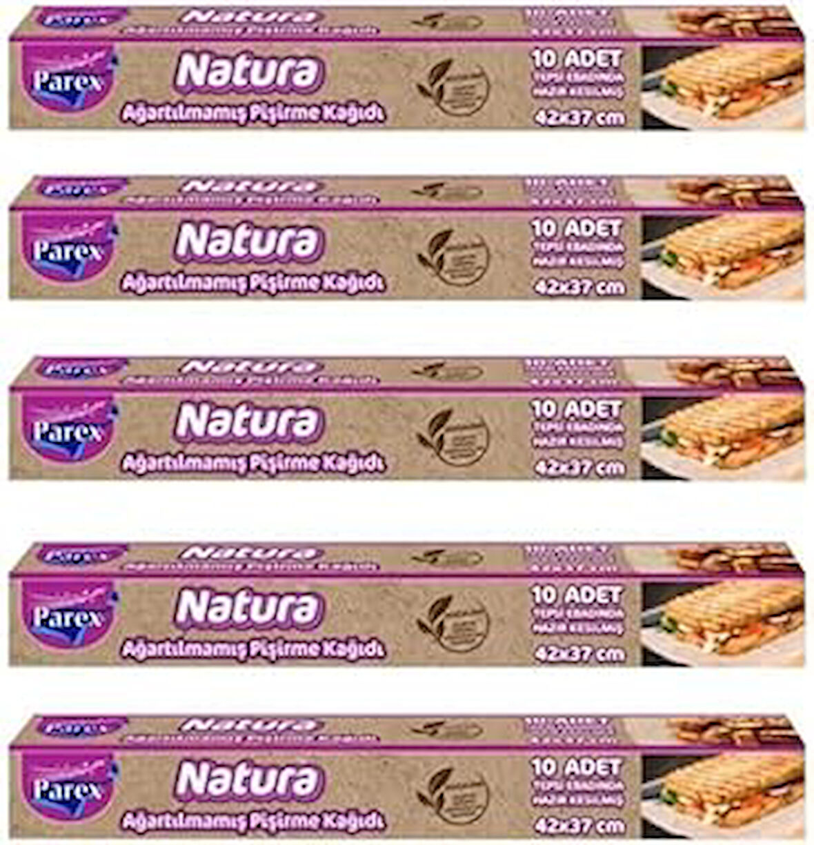 Parex Natura Ağartılmamış Hazır Pişirme Kağıdı 10 Yaprak X 5 Paket