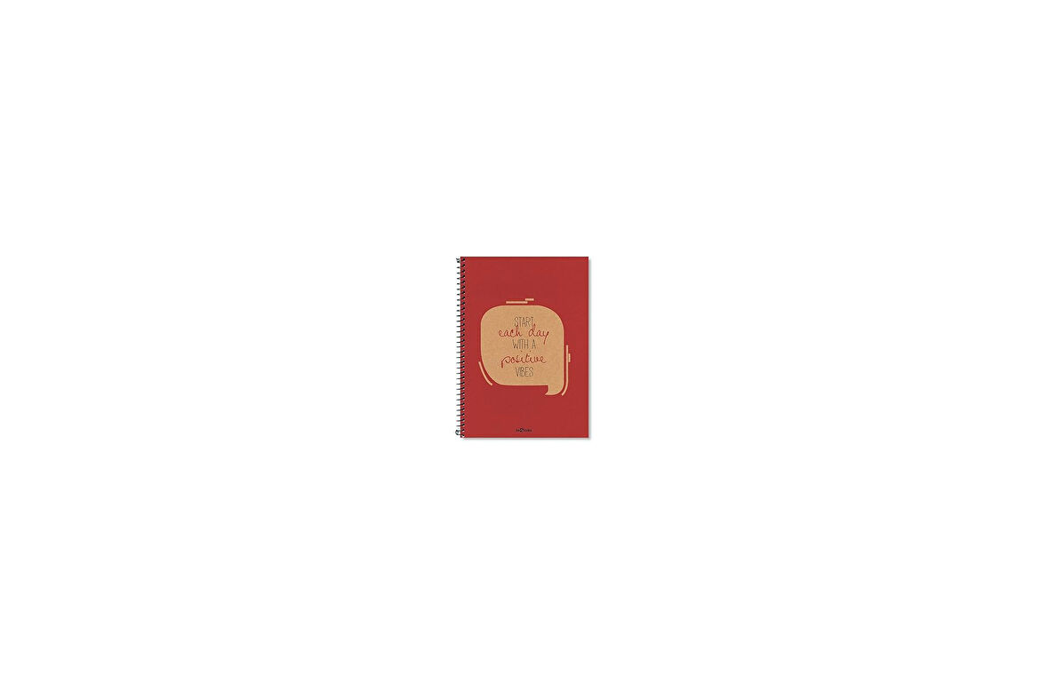 Lé Color 2015074/3 Eco Kraft Sert Kapaklı, Spiralli, Sarı Kağıtlı, 200 Sayfa, Kırmızı