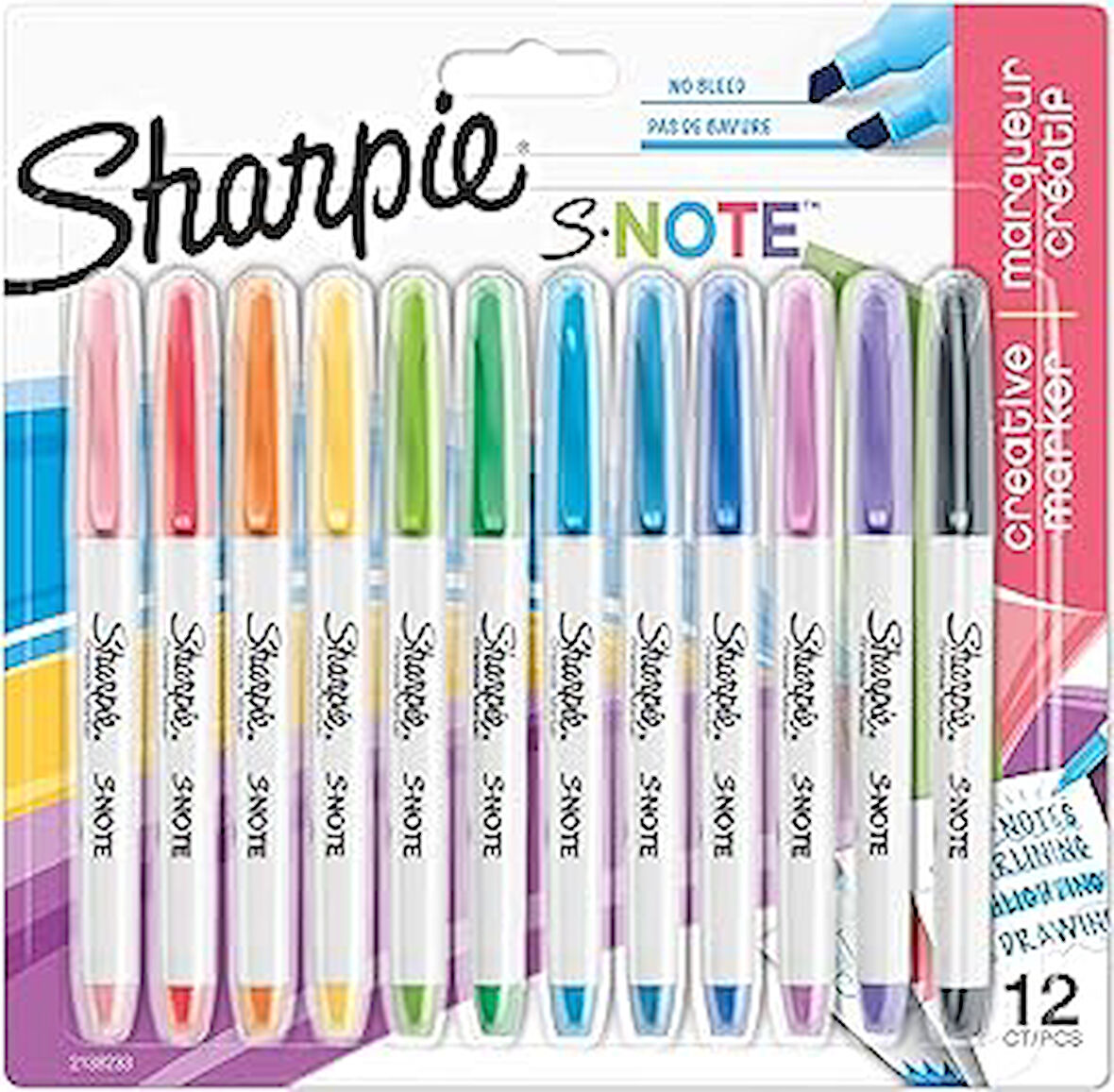 Sharpie S-Note Fosforlu İşaretleme Kalemi, 12'Li Blister, Karışık