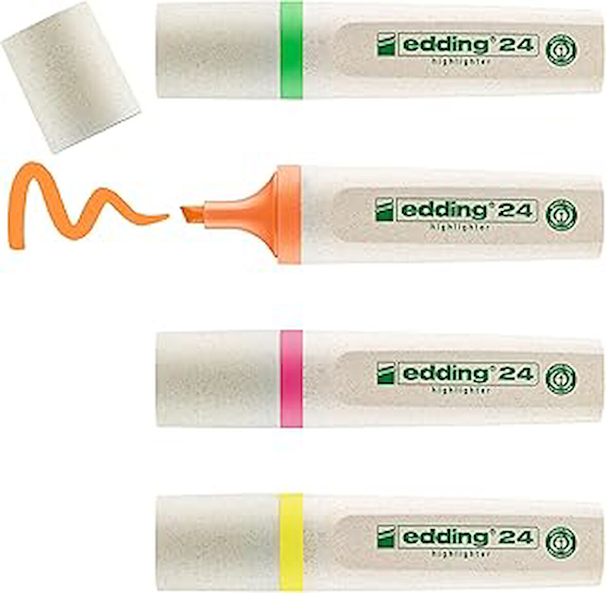 edding 24 EcoLine fosforlu kalem, 4'lü set, karışık renkler, kesik uç