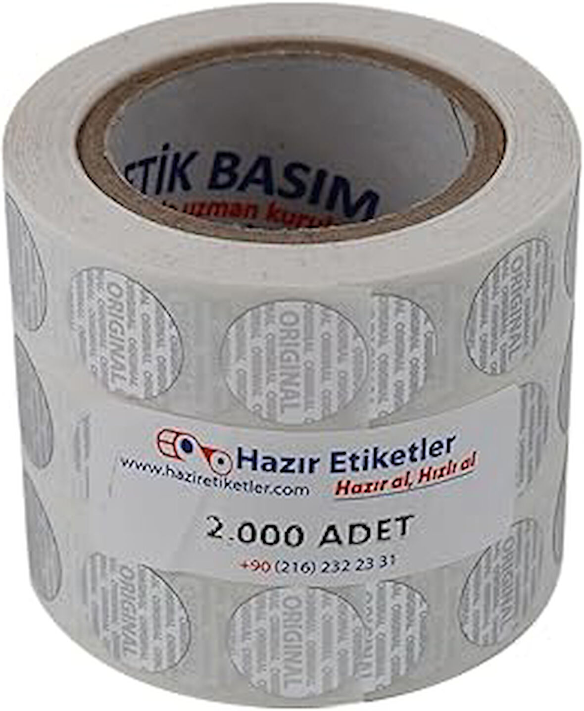 hazır etiketler , hazır al hızlı al Original Etiketi PP Metalize 15mm Çapında 2000 Adet Yan Yana 3 lü