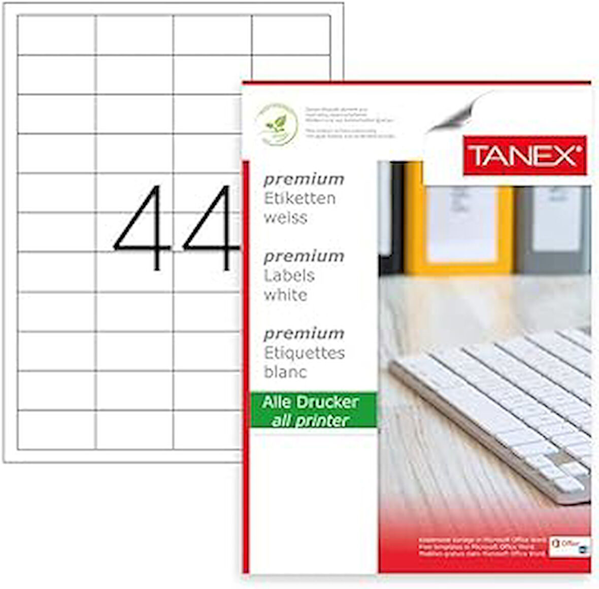 Tanex Tw-2044 LazerPostalama, Davetiye, Kargo Işleri Her Pakette 100 Sayfa Etiket, Beyaz