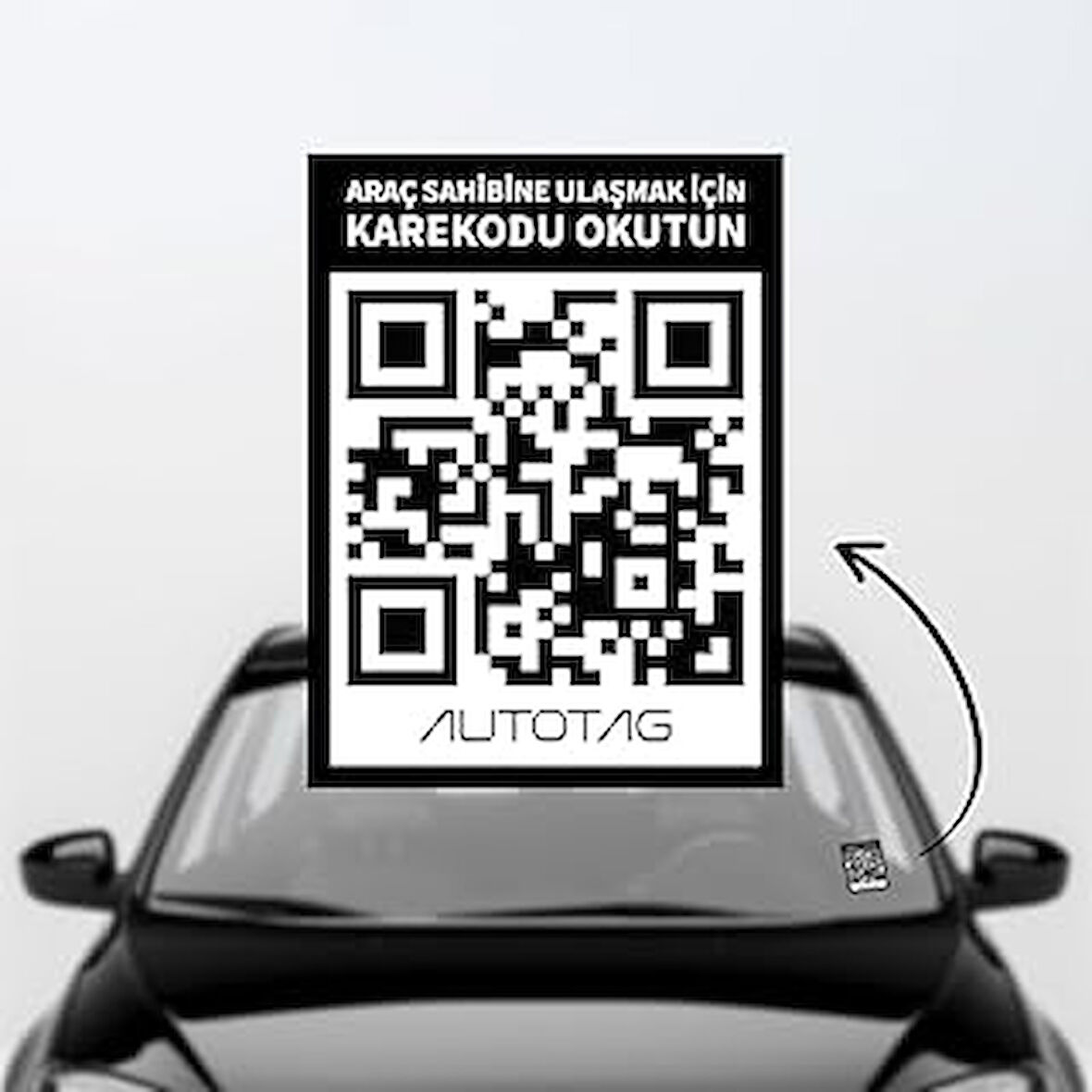AutoTag Qr Kodlu Akıllı Araç Etiketi - Karekod Numaratör - İçten Yapıştırmalı Cam Etiket