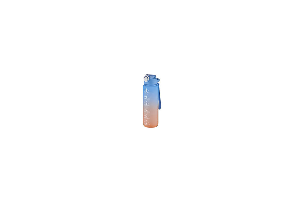 1 Lİitre Pipetli Çift Renk Motivasyon Su Matarası -Sticker Hediyeli