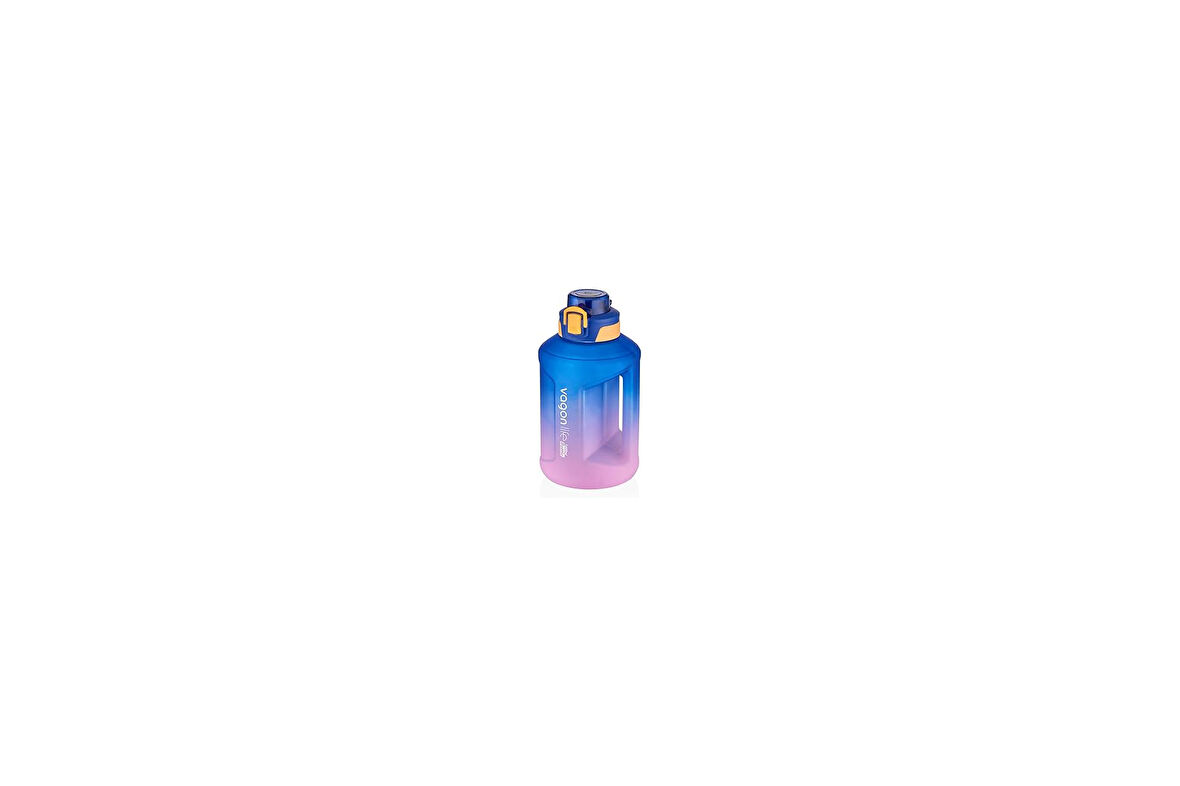 1600ml Çift Renk Taşıma Askılı ve Kulplu Motivasyon Su Matarası Sticker SM-2307-MAVİMOR