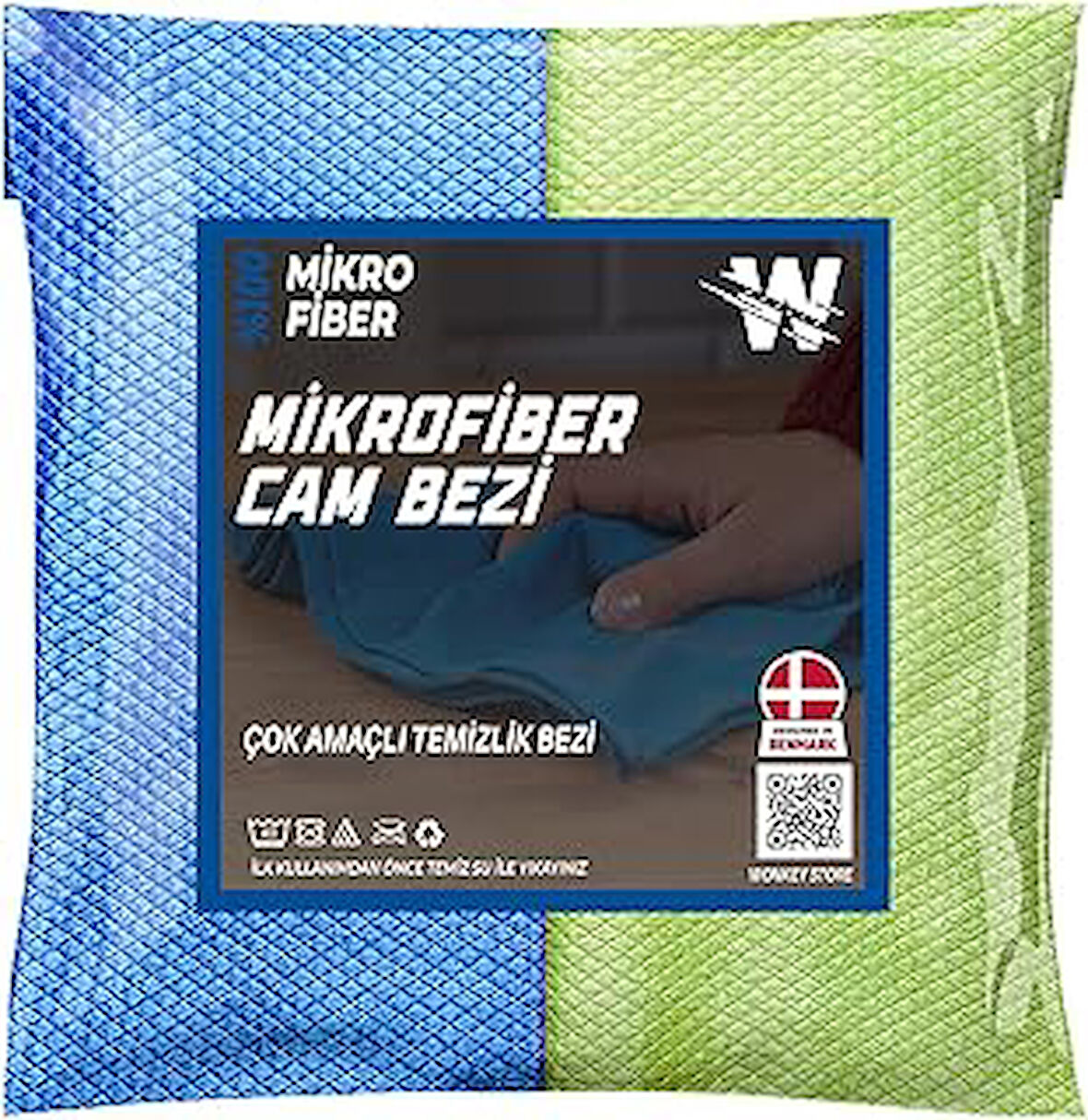 WONKEY - Mikrofiber Oto Cam Bezi 2'li Paket, Araba Pencere Temizlik Havlusu, Baklava Desenli Kesim 50x70 cm