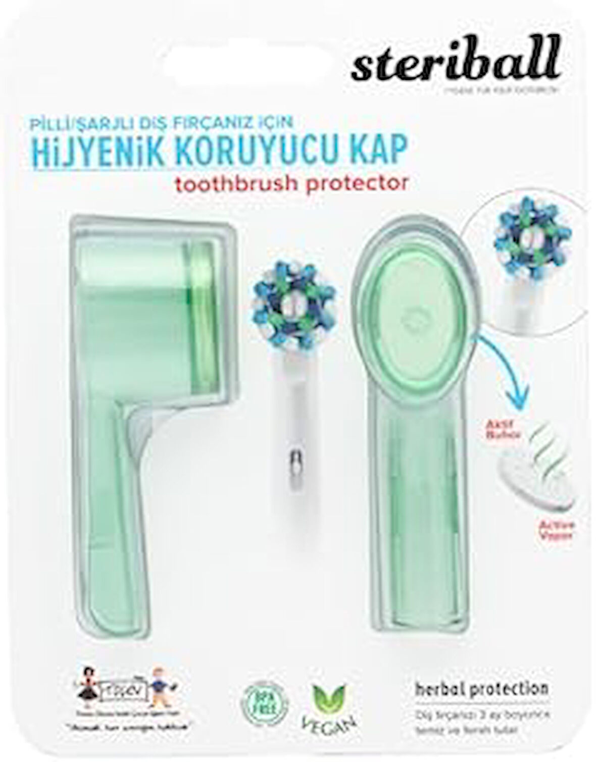 Steriball Şarjli Ve Pi̇lli̇ Di̇ş Firçalari İçi̇n Hi̇jyeni̇k Di̇ş Firçasi Koruma Kabi-2'Li̇ Yeşi̇l X