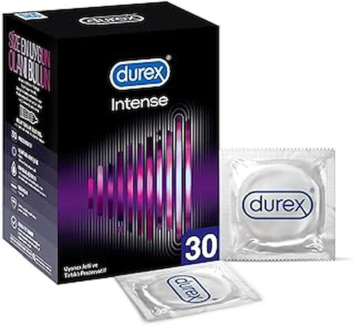 Intense 30'lı Uyarıcı Jelli ve Tırtıklı Prezervatif