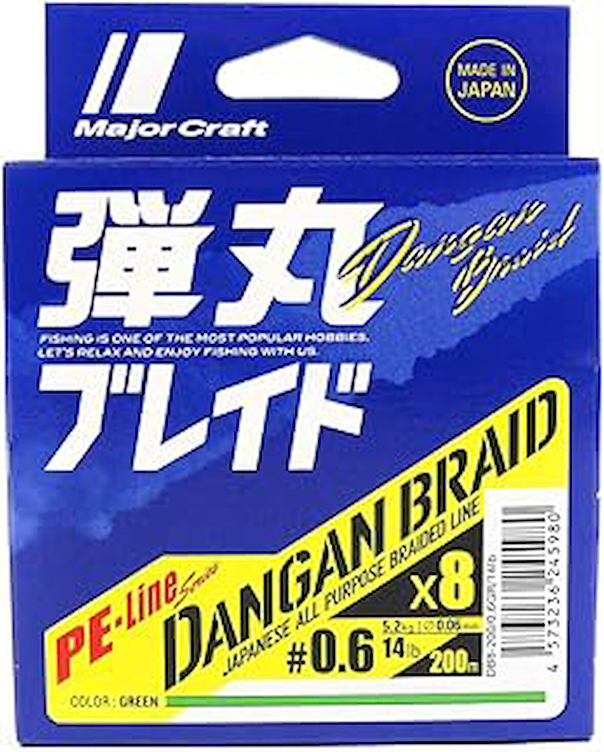 Major Craft Dangan Braid İp Db8 Pe 0.6/0.06Mm/14Lb/5.2Kg/200 Metre Green