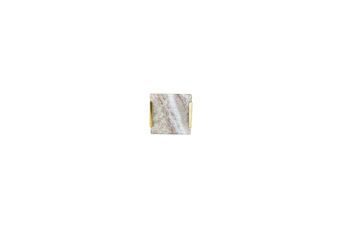 System ÇAP 40mm x 40mm KUM/PARLAK SARI DÜĞME KULP/DOĞAL TAŞ