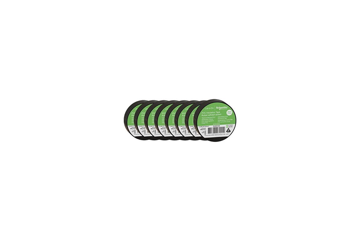 Schneider 2420103 8 Adet 19 Mm X 20 Metre Siyah İzole Elektrik Bandı
