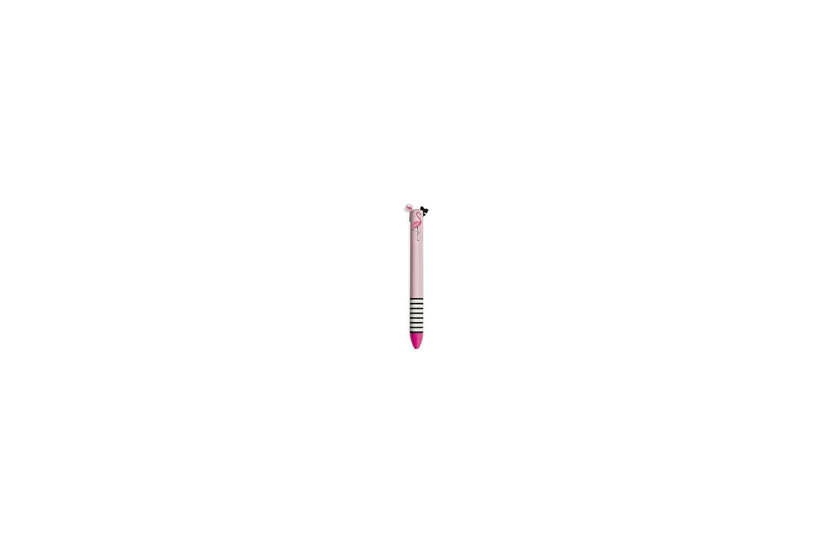 Legami - Click&Clack, iki renkte kalem, 1,2 x 14 cm, tükenmez kalem, Miss Flamingo temalı mürekkep, siyah ve pembe, uç çapı 1,0 mm, hassas çizgi kalınlığı, plastik