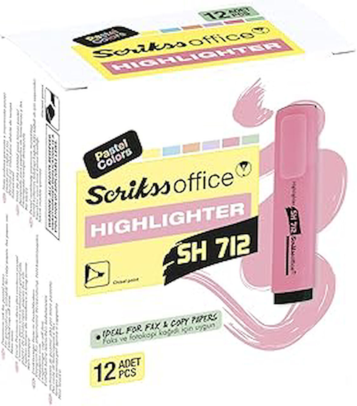 Scrikss Office Sh712 Fosforlu Pastel Kalem 12'lik Ambalaj Pastel Turuncu