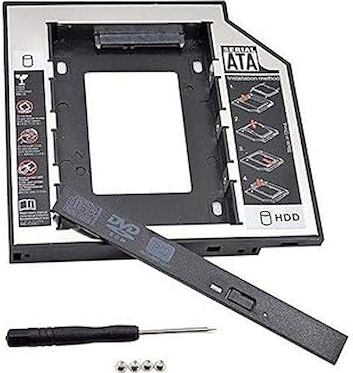 Alfais Al-4717 12.7 mm SATA HDD Harddisk Caddy Kızak Kutu Laptop SSD Notebook Ikinci HDD Takma