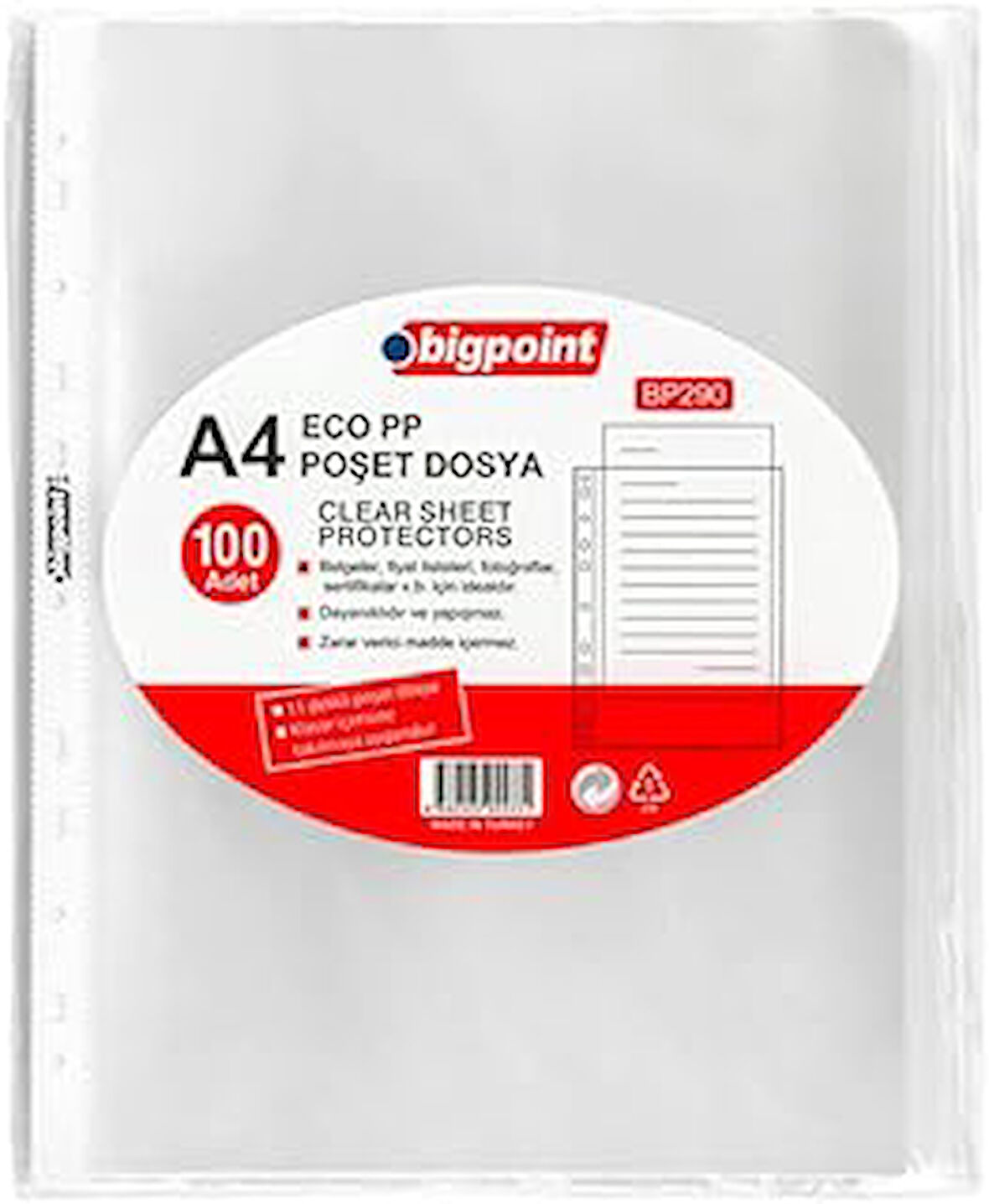 Bigpoint Poşet Dosya Eco 30 Mikron 100'lü Paket