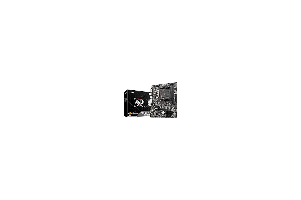 MSI A520M-A PRO AM4 DDR4 Bellek 4600 DVI HDMI M.2 USB3.2 mATX Anakart