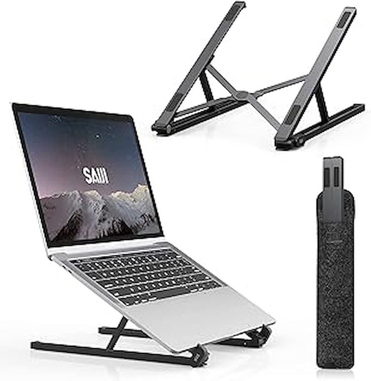 Bix Saiji X2 Taşıma Çantalı Alüminyum Notebook Laptop Standı Siyah