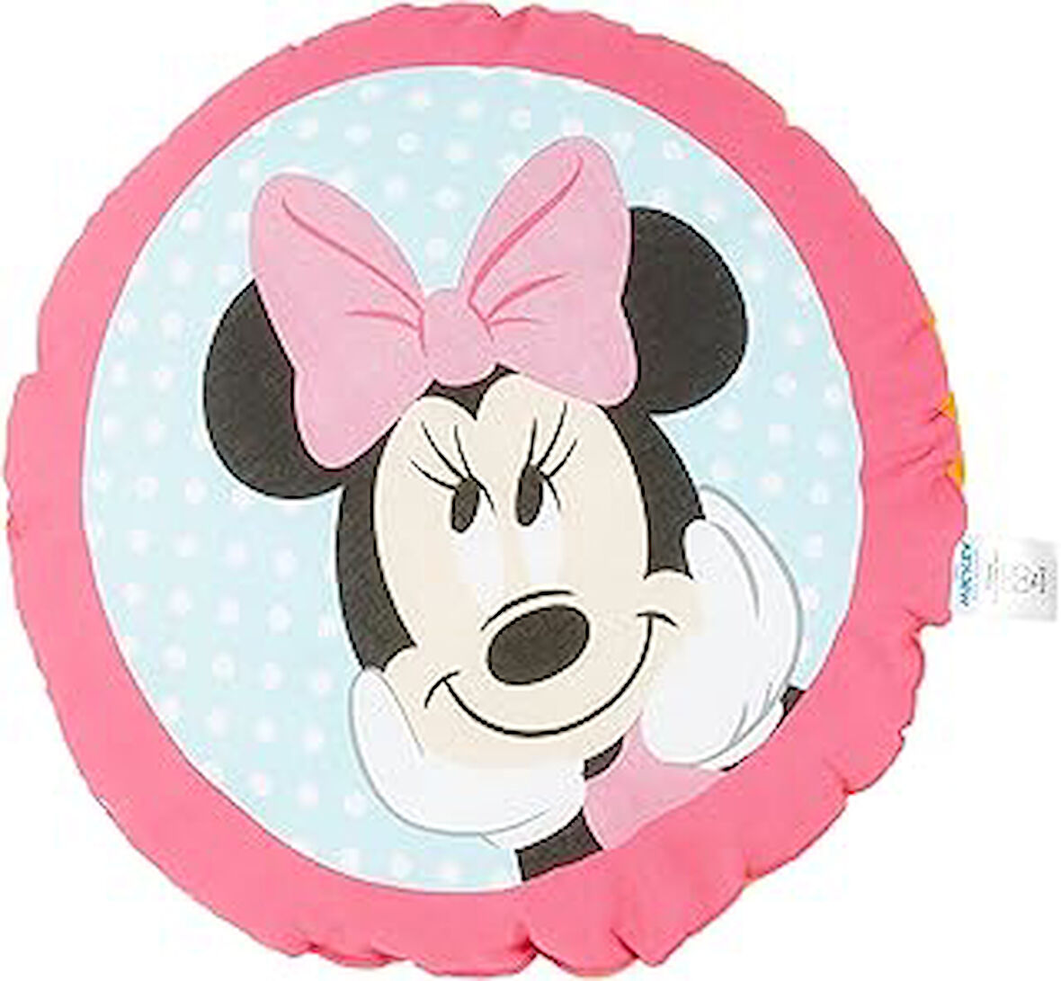 Minnie & Mickey Lisanslı Karakter Baskılı%100 Pamuk Kırlent, Çok Renkli, Yuvarlak