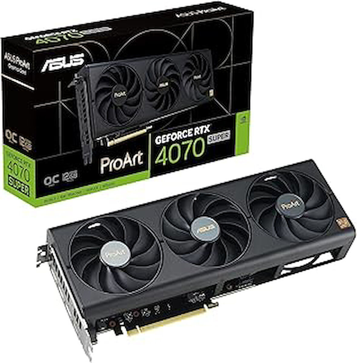 PROART-RTX4070S-O12G NVIDIA GEFORCE RTX 4070 SUPER 12GB GDDR6X 192bit 2565MHz OC HDMI 3xDP DLSS3 EKRAN KARTI