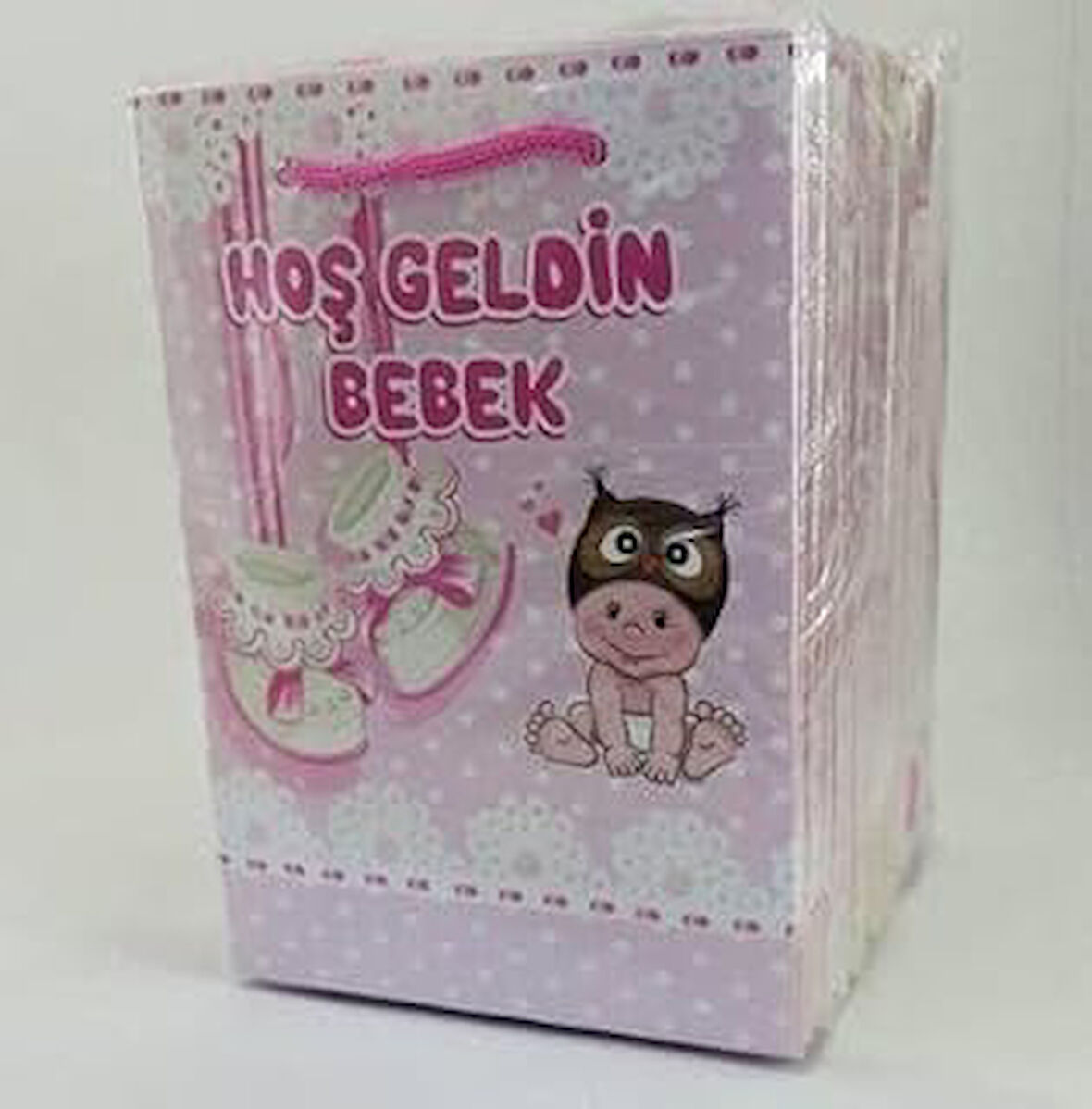 Hoşgeldin Bebek Pembe Karton Çanta 11 * 11 25 Adet