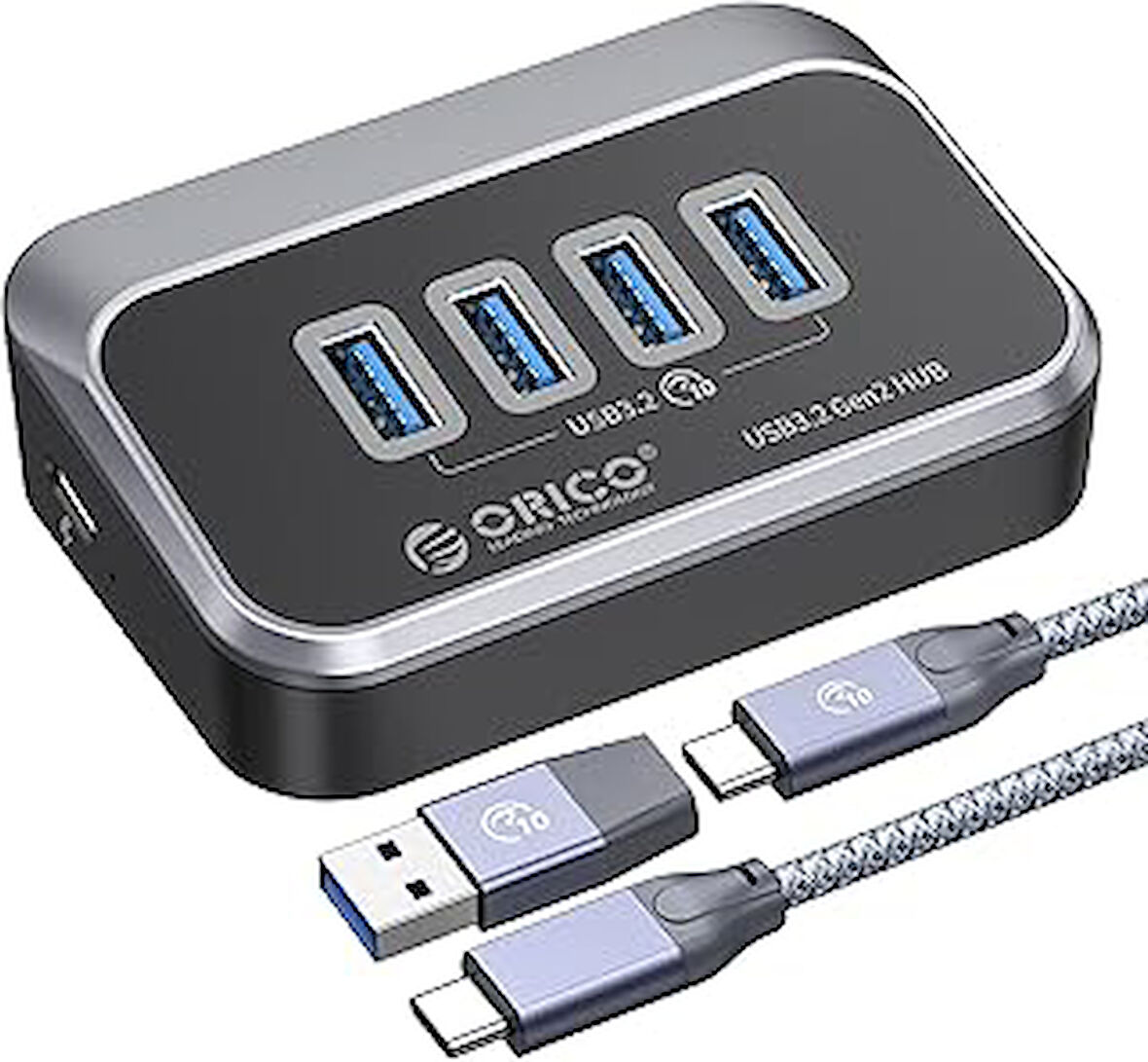 ORICO USB C Hub, 4 Port USB 3.2 Gen 2 Data Hub 10Gbps, ABS USB Dağıtıcı, 0,5 m Veri Kablosu, Mac Pro/Mini, PC, Sabit Disk, Disk için USB Dağıtıcı