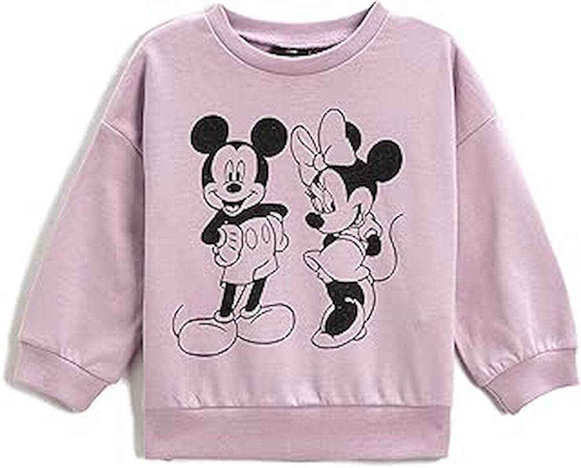 Koton Mickey ve Minnie Mouse Baskılı Lisanslı Sweatshirt PamukluSweatshirtKız bebek