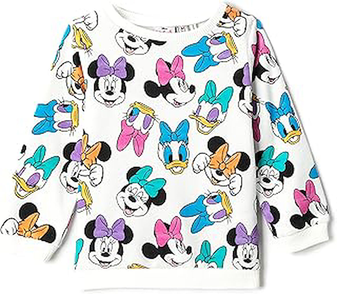 Koton Minnie Mouse ve Daisy Duck Baskılı Sweatshirt Lisanslı Pamuklu Şadonlu Sweatshirt Kız bebek