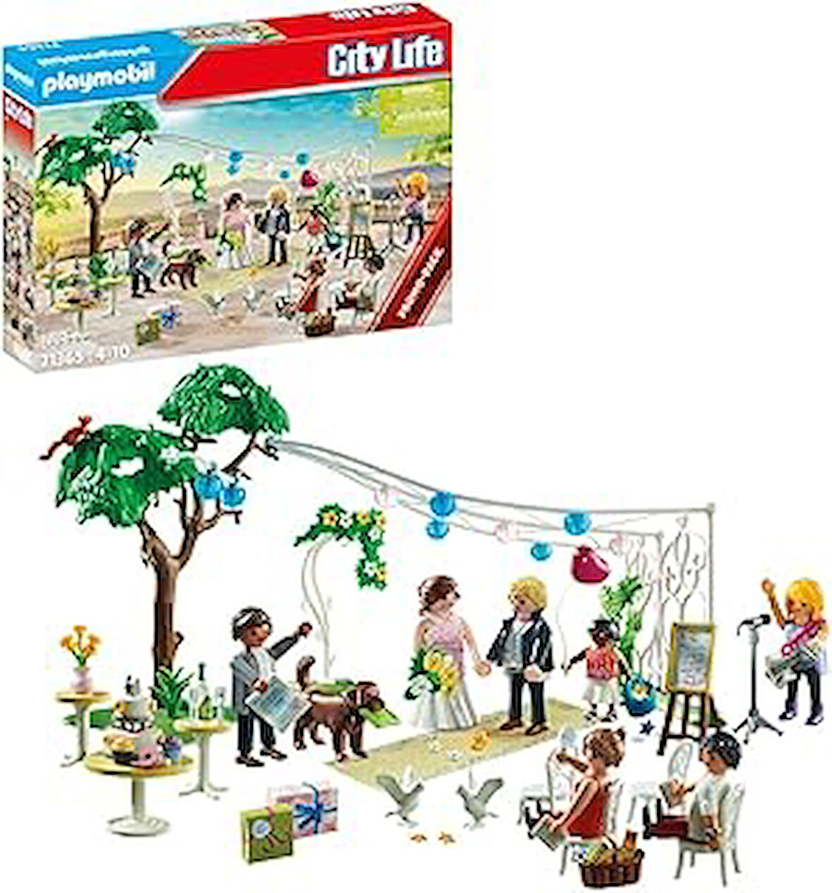 Playmobil Life 71365 Promosyon Paketi Düğün Kutlaması, Rüya Gibi Romantik Evlilik Töreni, Düğün Dekorasyonu ve Birden Fazla Hayvan, 4 Yaşından Büyük Çocuklar İçin Oyuncak