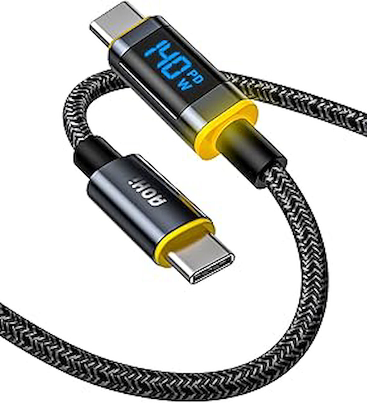 AOHI 140 W USB C - USB C Kablosu, Ekranlı, Magline USB C Kablosu Naylon 1,2 m Tip C Hızlı Şarj Kablosu iPhone 15 Pro Max, Galaxy, MacBook Pro/Air, iPad Pro/Air, Pixel ve Daha Fazlası ile Uyumlu