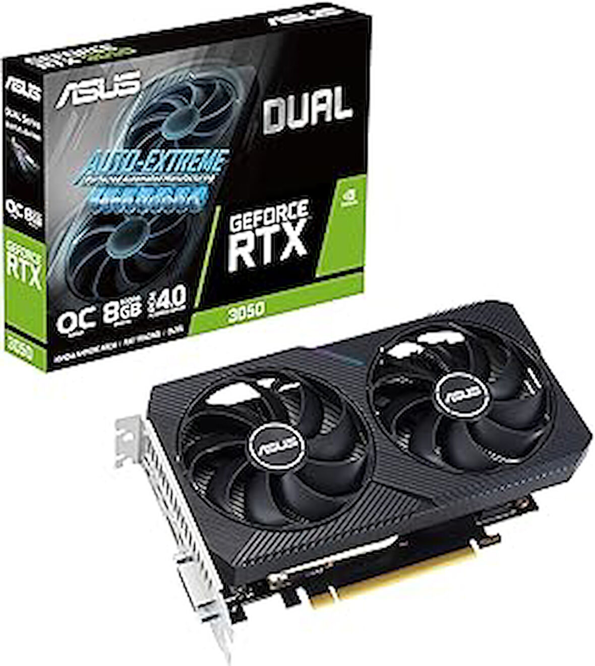 GeForce RTX 3050 DUAL-RTX3050-O8G-V2 8GB GDDR6 128bit 1852MHz OC DVI HDMI DP RGB Ekran Kartı