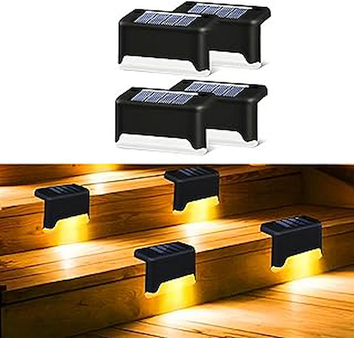 Kyrotech 4 Adet Led Solar Güneş Enerjili, Merdiven, Veranda, Bahçe, Balkon Ve Çit Lambası, Köşebent, Su Geçirmez Water Proof Solar Lamba Gün Işığı, Güneş Enerjili Aydınlatma