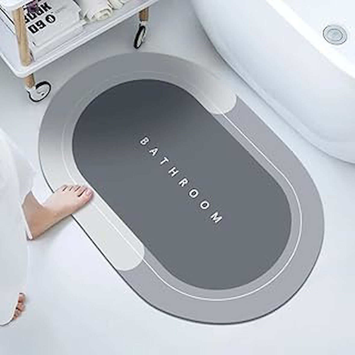 Noksi Banyo Paspası-Kaymaz Tabanlı-Süper Emici Banyo Paspası-Abdest Paspası-Oval