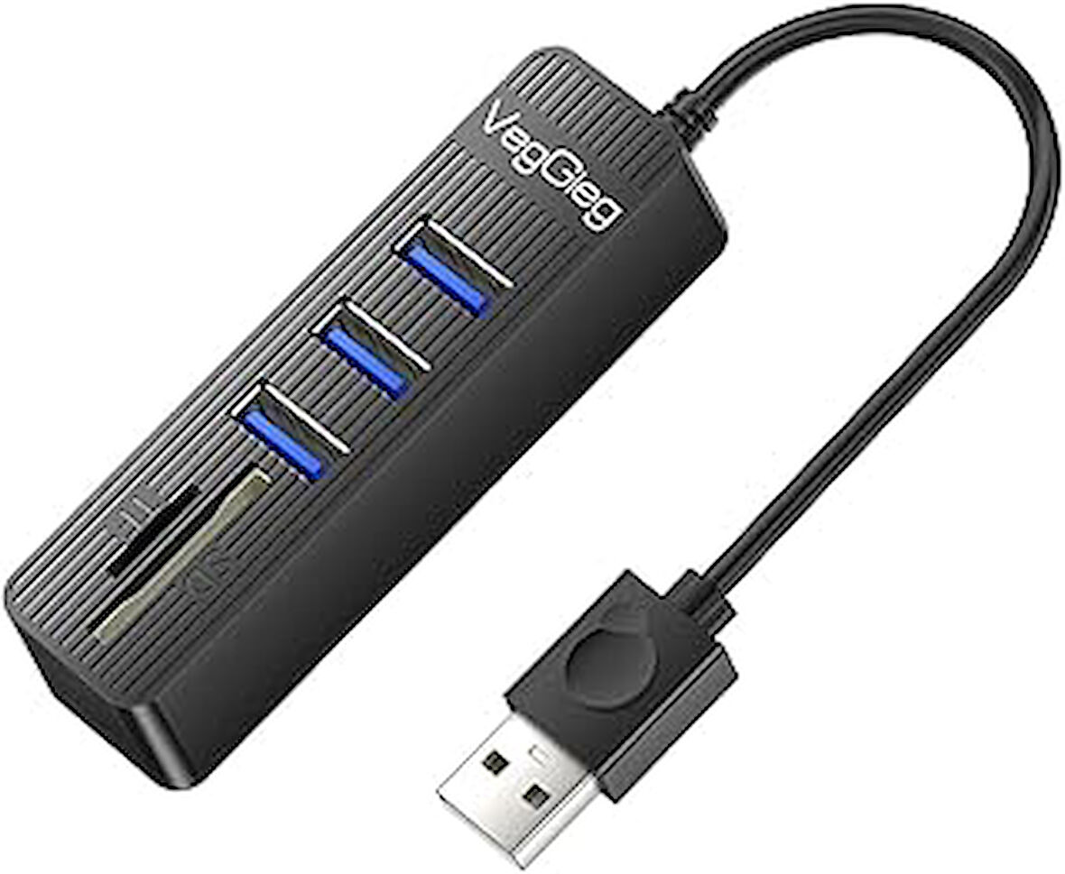 USB 2.0 SD - MicroSD Kart Okuyucu ve 3 Port USB Çoklayıcı Hub